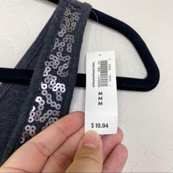 Old Navy NWT Y2K Charcoal Gray Sequin Tank Top Medium - Picture 4 of 7